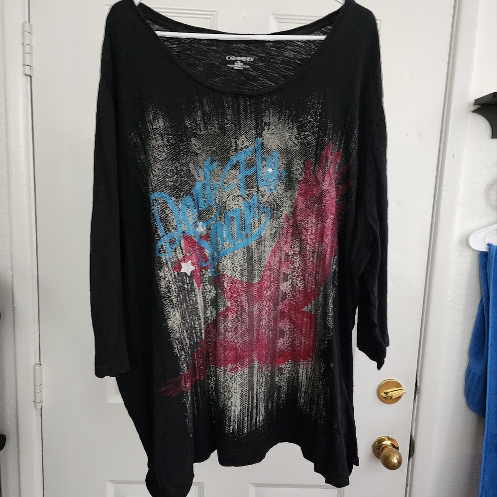 Black 3/4 sleeve shirt says don't fly soar with the red Eagle 4xl